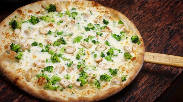 White Chicken, Broccoli & Ranch Pizza.