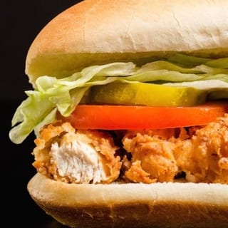 12'' Chicken Tender SUB w/ Fries Served with Lettuce, Onion Tomato and Mayo