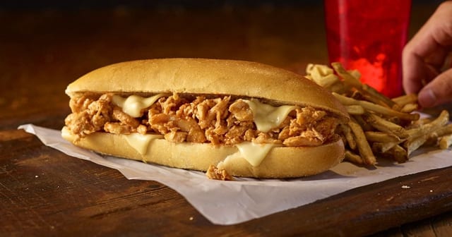12'' Chicken Cheese Steak Sub w/ Fries.