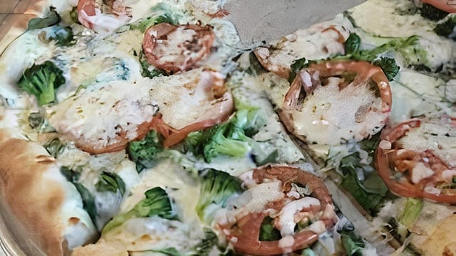White Broccoli, Ricotta & Tomato Pizza.