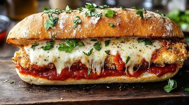 12'' Chicken Parm Sub w/ Fries.