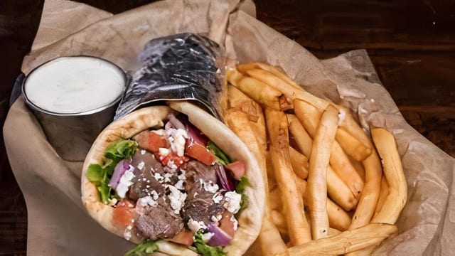 Beef Gyro with Fries.
